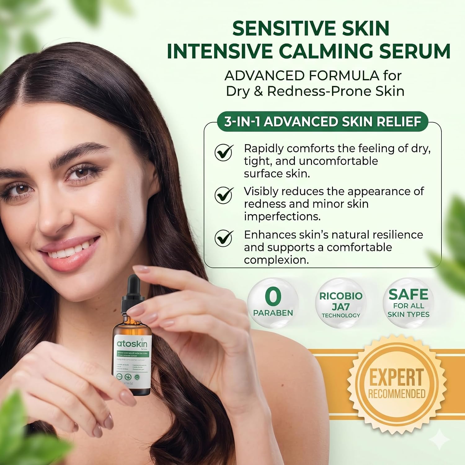 Atoskin Serum - Soothe & Hydrate Sensitive, Dry, Eczema, and Psoriasis-Prone Skin with Biosaccharide Gum-1 & Advanced RicoBio JA7, Fragrance-Free, Steroid-Free, 1.7 oz