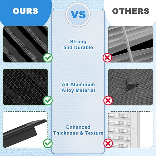 Miniatura 3 de Juego de 2 rejillas de ventilación de aluminio a dos aguas de 12" x 12" con diseño cribado para una refrigeración efectiva del ático y el cobertizo,