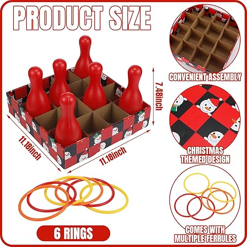 Miniatura 4 de Liliful Juego de lanzamiento de botellas de Navidad, incluye una caja de boletos de Navidad, 6 botellas de plástico y 6 anillos de tiro para fiesta