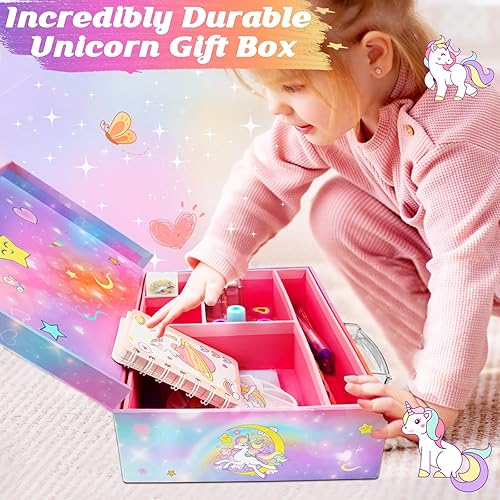 Miniatura 5 de Unicorn Kids - Juego de artículos de papelería para niñas regalos de unicornio rosa y morado para niños de 6 a 10 años - Kit de manualidades de