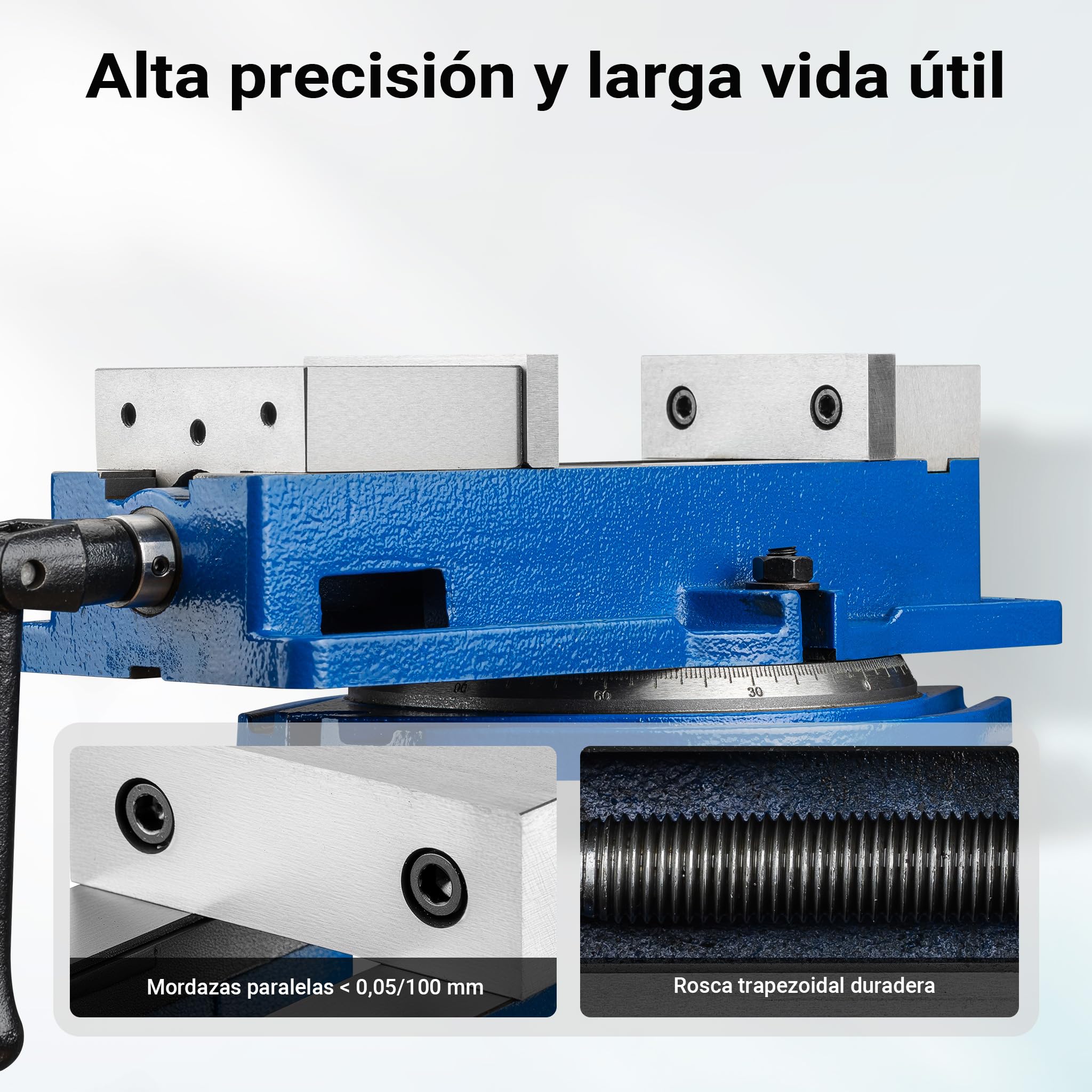 Mordaza de precisión para máquinas 100mm Base giratoria 360° Tornillo de banco Taller Exactitud