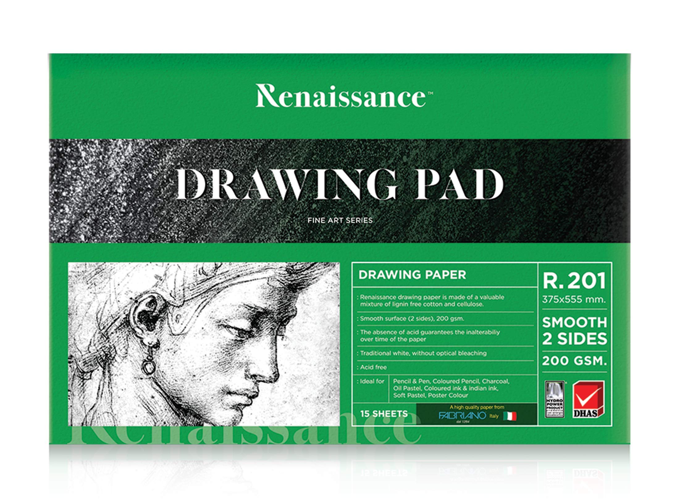 Renaissance Artist Drawing Book A-2 Half Imperial Size-375X555mm|Acid-Free Cartridge Paper 200gsm (15Sheets) Sketchpad for Artists & Professionals for Marker Colored Pencil Charcoal Pastel Thailand-image-49