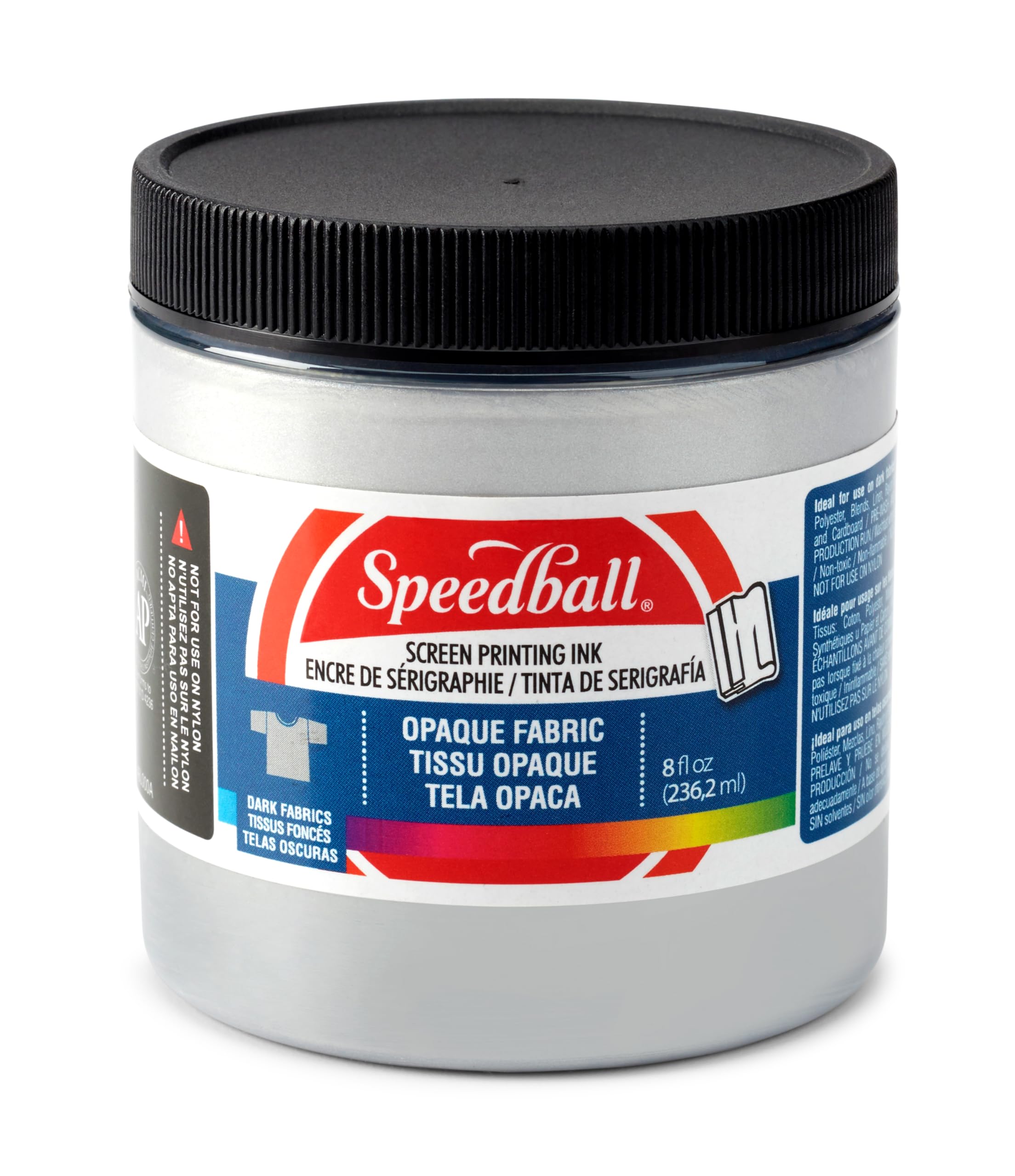 Speedball Opaque Iridescent Fabric Screen Printing Ink, 8-Ounce, Silver