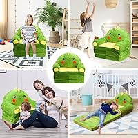 Vista 8 de Caluself Sofá cama plegable de felpa para niños, sofá cama 2 en 1 para niños, sofá cama con respaldo, lindo sofá de dibujos animados para niños