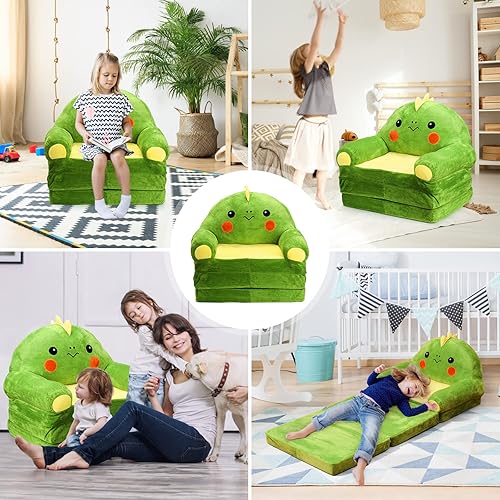 Miniatura 8 de Caluself Sofá plegable de felpa para niños sofá cama 2 en 1 sillón con respaldo de dibujos animados sofá perezoso para niños sofá cama abatible para