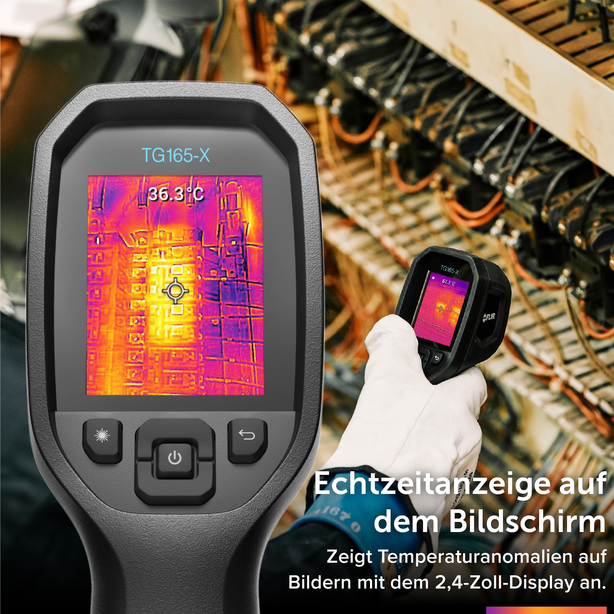 FLIR TG165-X Wärmebildkamera mit Bullseye-Laser: Kommerzielle Infrarotkamera für Gebäudeinspektion, Heizungs-, Lüftungs- und Klimatechnik und Elektrik