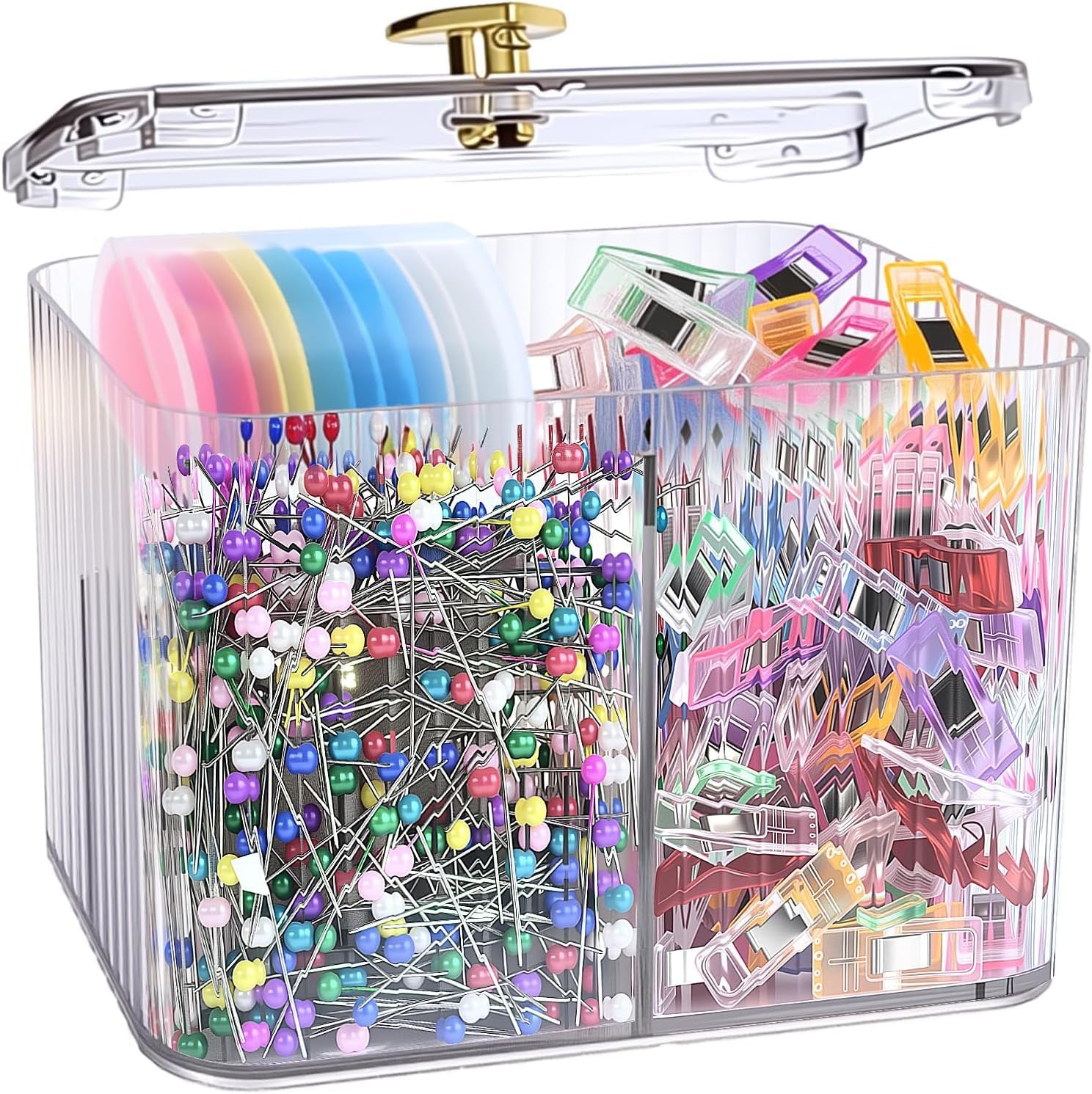 Mangpung Sewing Kit with Clips, Pins & Tailor Chalk in Clear Organizer Jar