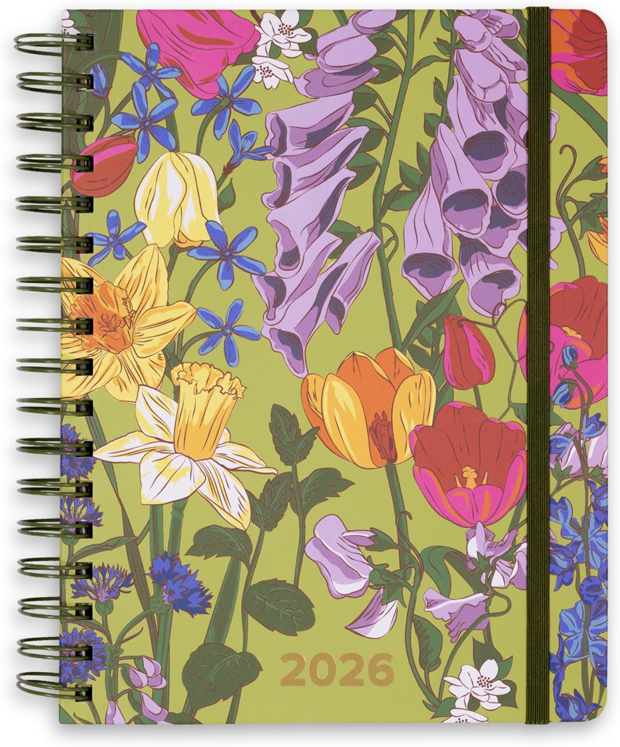 Vera Bradley 2025-2026 Large Planner Daily Weekly & Monthly, 17 Month Hardcover Agenda Dated Aug 2025-Dec 2026, Cute Planner with Stickers, Pockets, & Spiral Binding, Meadow Bouquet