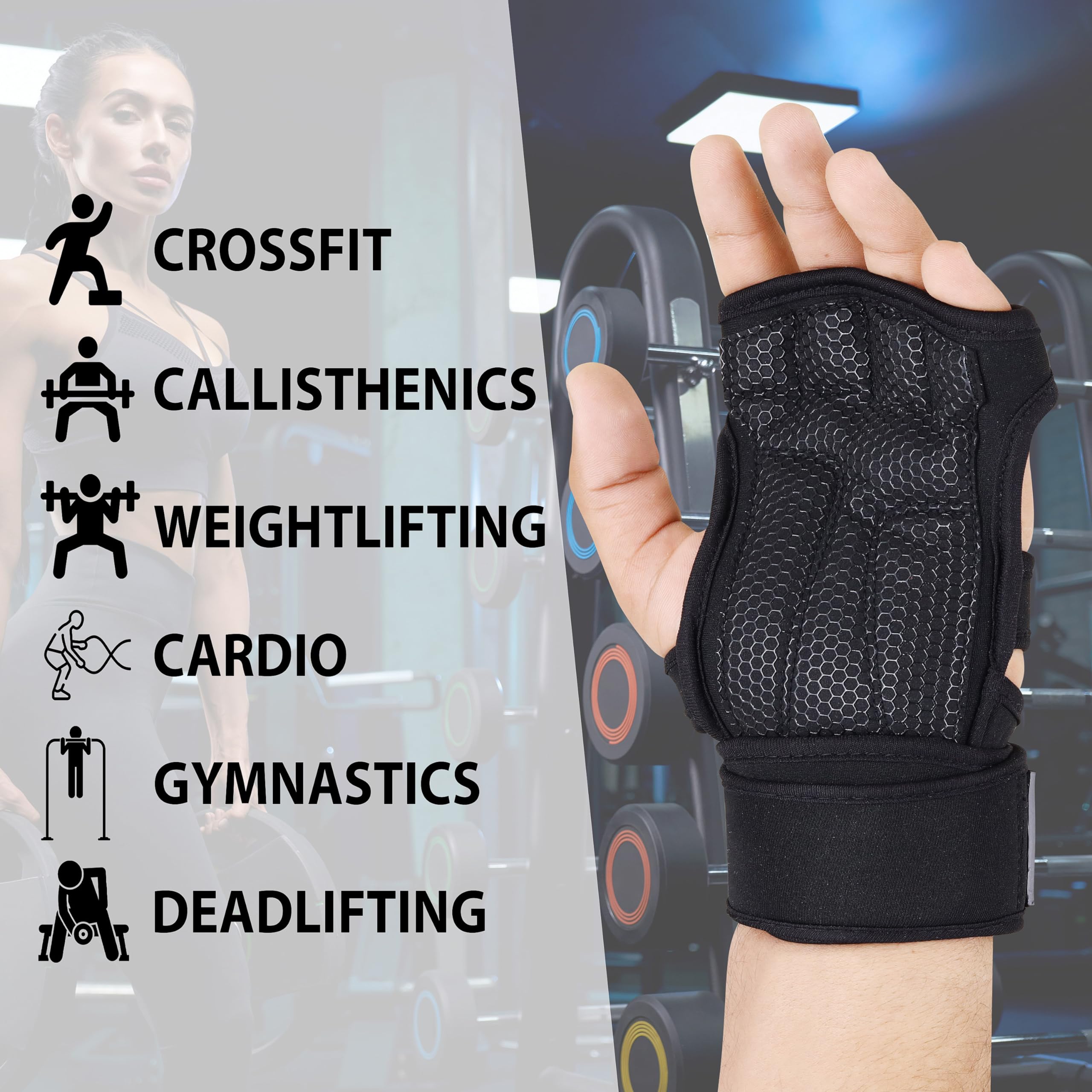 Foriox Fitness-Handschuhe Mit 50cm Handgelenkschlaufen - Gepolstert, Atmungsaktiv, Für Krafttraining & Klimmzüge