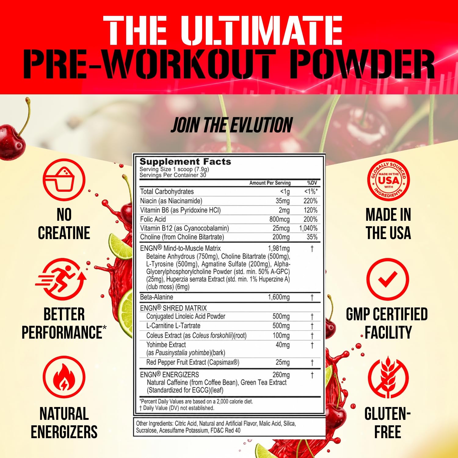 EVL ENGN Shred Thermogenic Pre Workout Powder Drink Mix - Cherry Limeade — Amazon image 5
