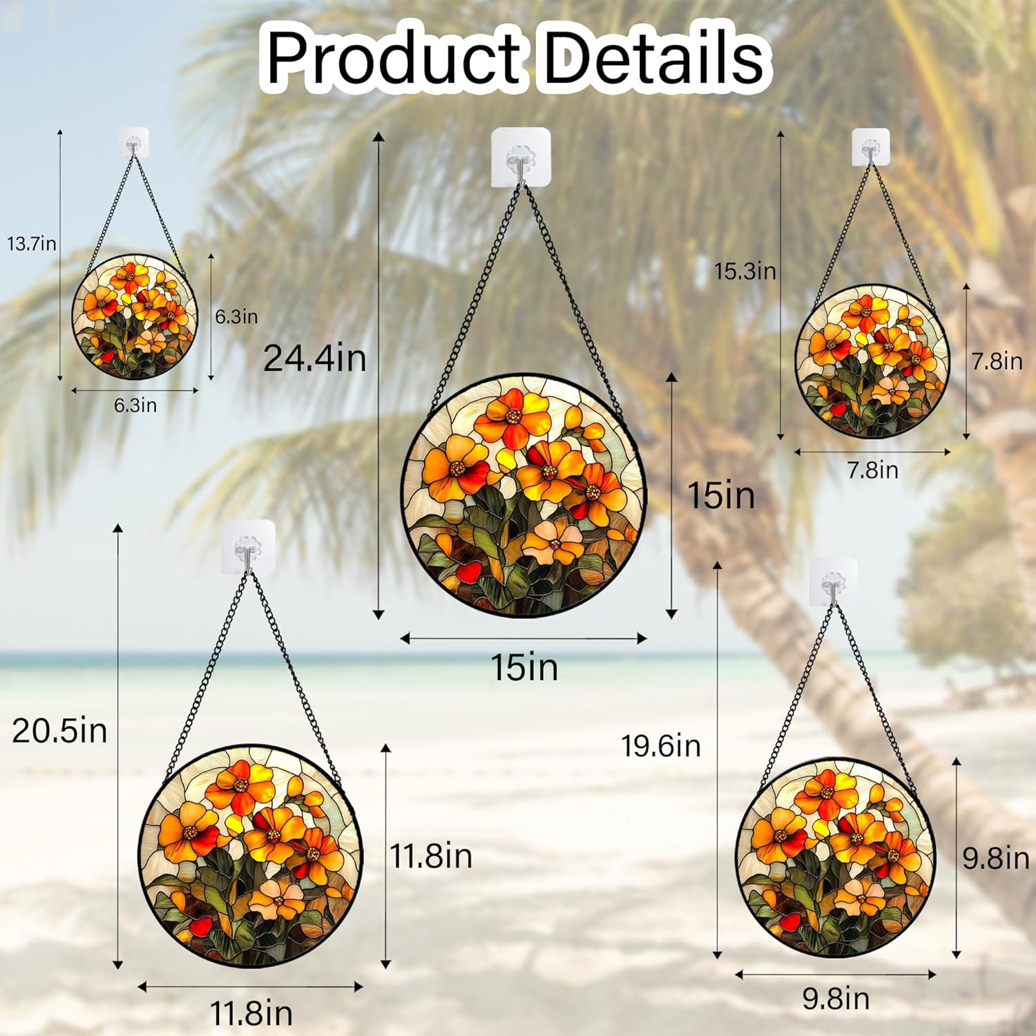 Stained Glass Window Hanging - Orange Marigolds Flowers Suncatcher for Door Garden Yard Sun Catchers Decor Christmas Mother's Day Birthday Gifts for Women Mom Nana Girlfriend Men 7.8 in