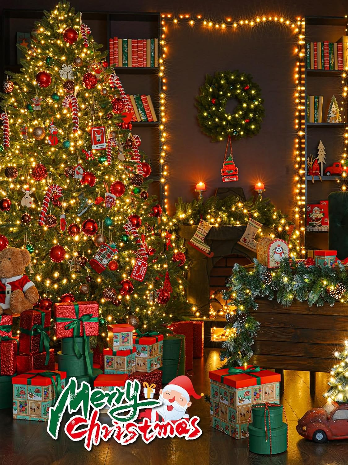 ソーラークリスマスライト 屋外防水 600個 LED 198フィート ソーラー電源ストリングライト 屋外 グリーンワイヤー付き 8つ