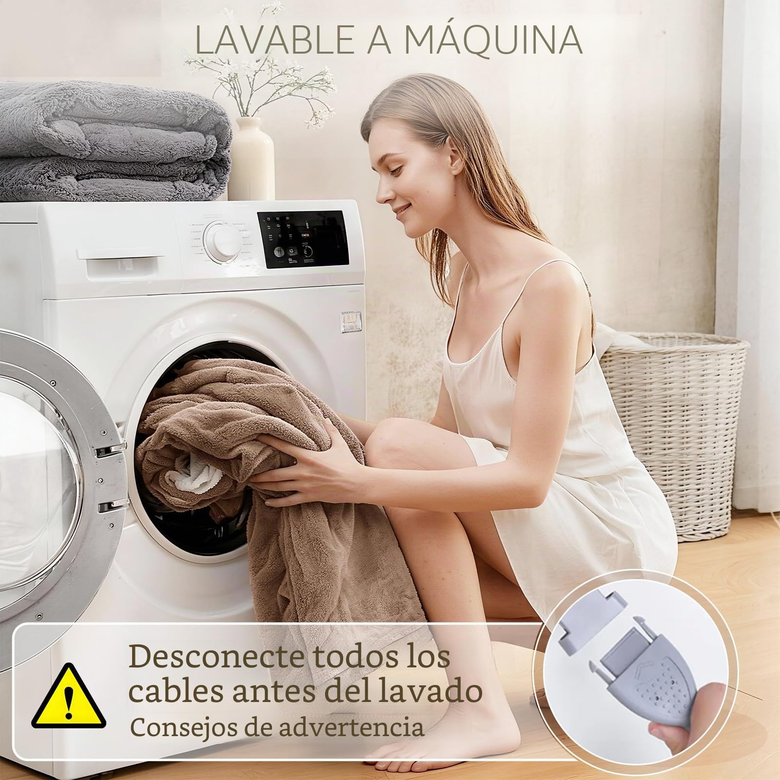 COZYTY Manta térmica de franela de lino, 200 x 150 cm, suave manta eléctrica de felpa con apagado automático, 6 niveles de calor y temporizador de apagado de 10 horas, certificado CE, lavable a