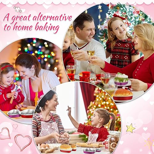 Miniatura 4 de Meanplan 60 moldes con forma de corazón para el día de San Valentín, de 3.4 onzas, de papel de aluminio, de 9 onzas, moldes para hornear cupcakes,