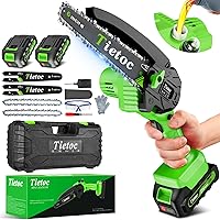 Tietoc Cordless Mini Chainsaw 6-Inch with 2 Batteries - Powerful Electric Chainsaw for Gardening, Tree Trimming, Camping - Gift for Men, Dad, Husband