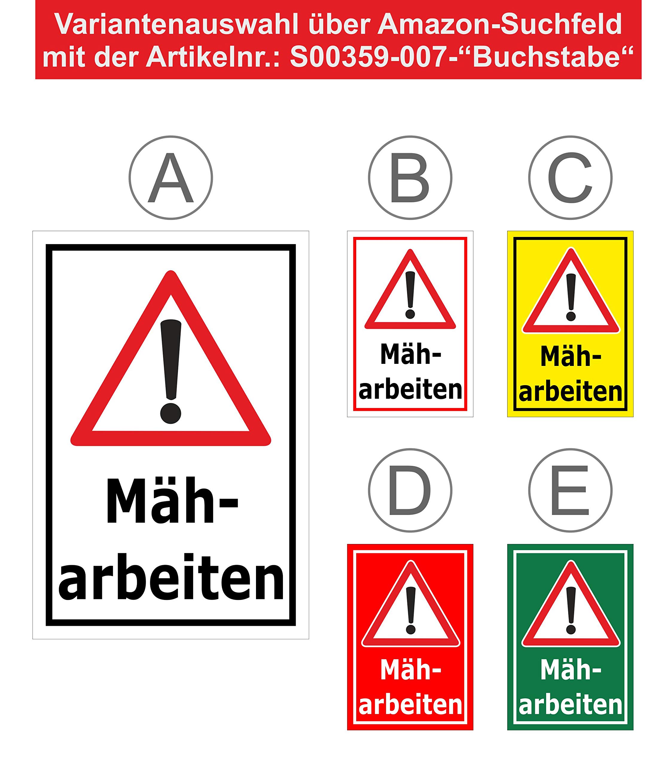 Schild Achtung - Mäharbeiten – 60x40 cm – 3mm Aluverbund – mehrere Größen/Materialien