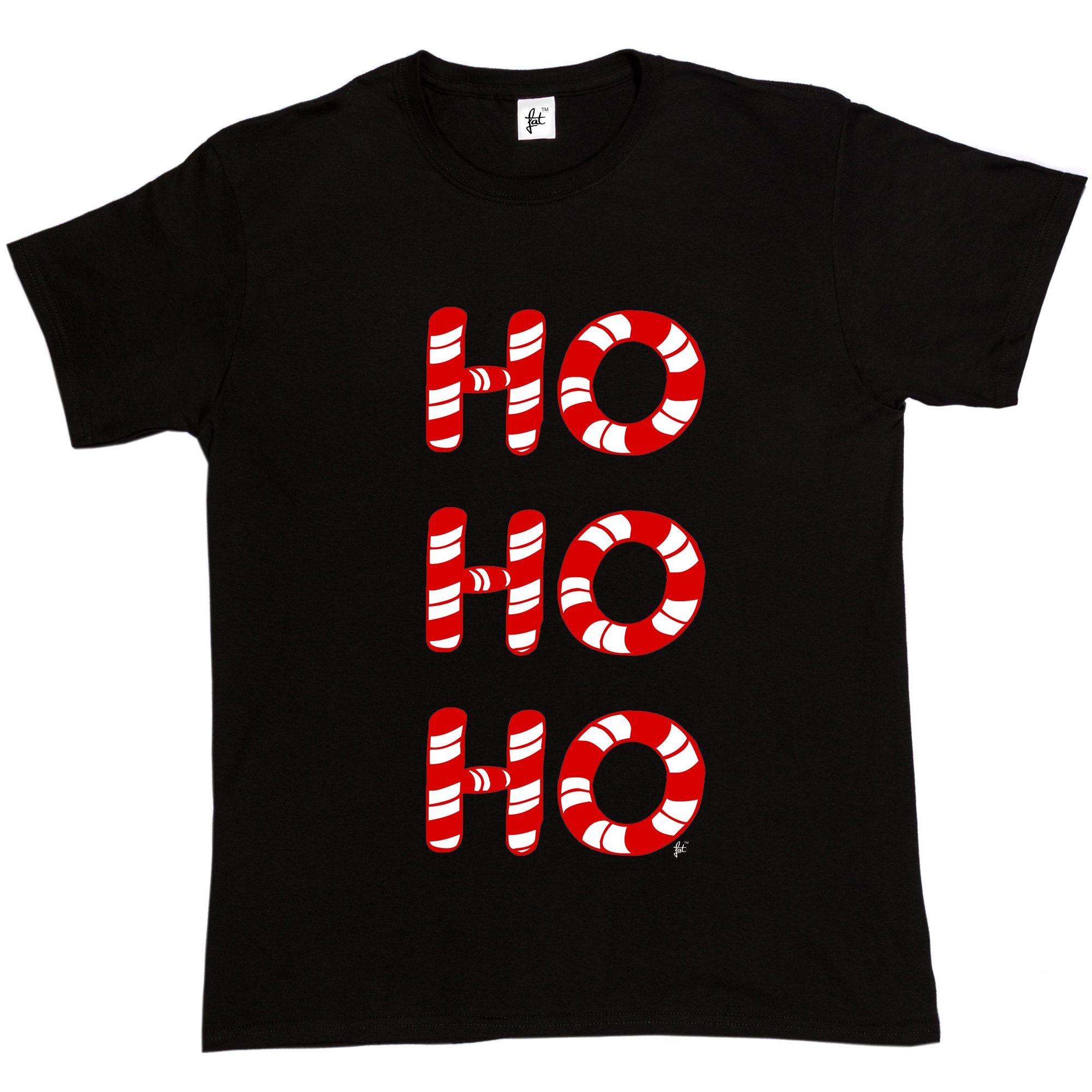 HO Christmas Candy Canes Black Cotton Short Sleeve T-Shirt Size M