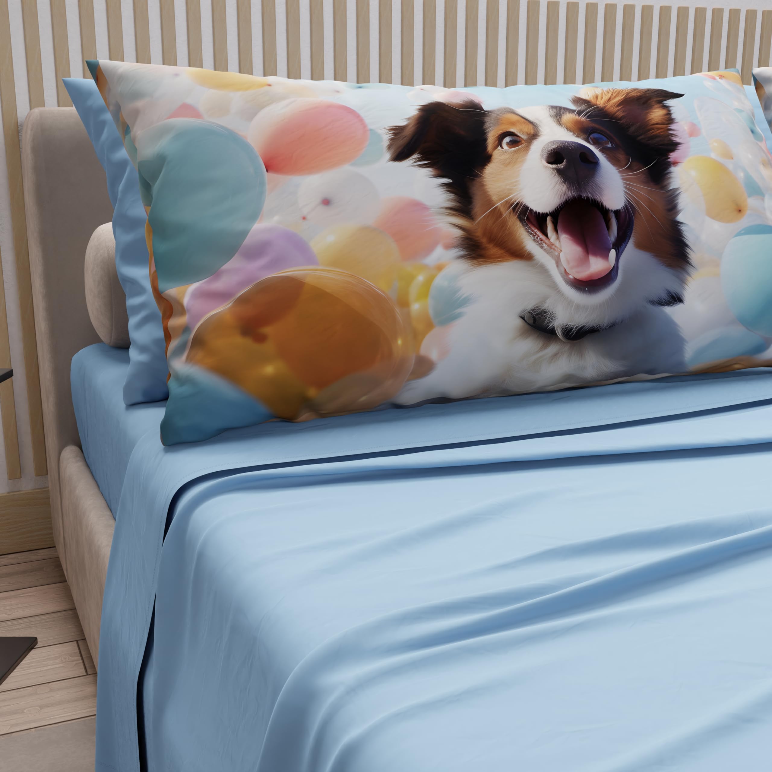 PETTI Artigiani Italiani, Animal Bed Linen with Dogs in Cotton with Pillowcases in Digital Print, Double Bed Sheet