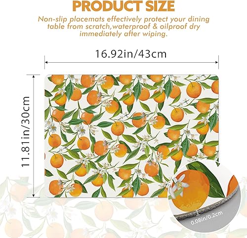 Miniatura 9 de Manteles individuales lavables con diseño floral de primavera, de piel sintética, resistentes al calor, impermeables, lavables, reutilizables, para