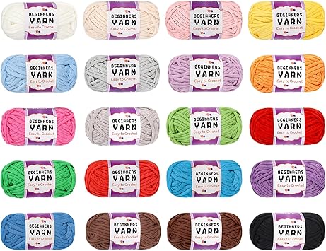 Coopay 20 Mini Beginner Easy Crochet Yarn with Easy-to-See Stitches, 25g0.88oz/27yds - 4 Medium Worsted - Soft Tube Cotton-Nylon Blend Yarn Set for Beginners Crocheting & Knitting DIY Crafts Gifts