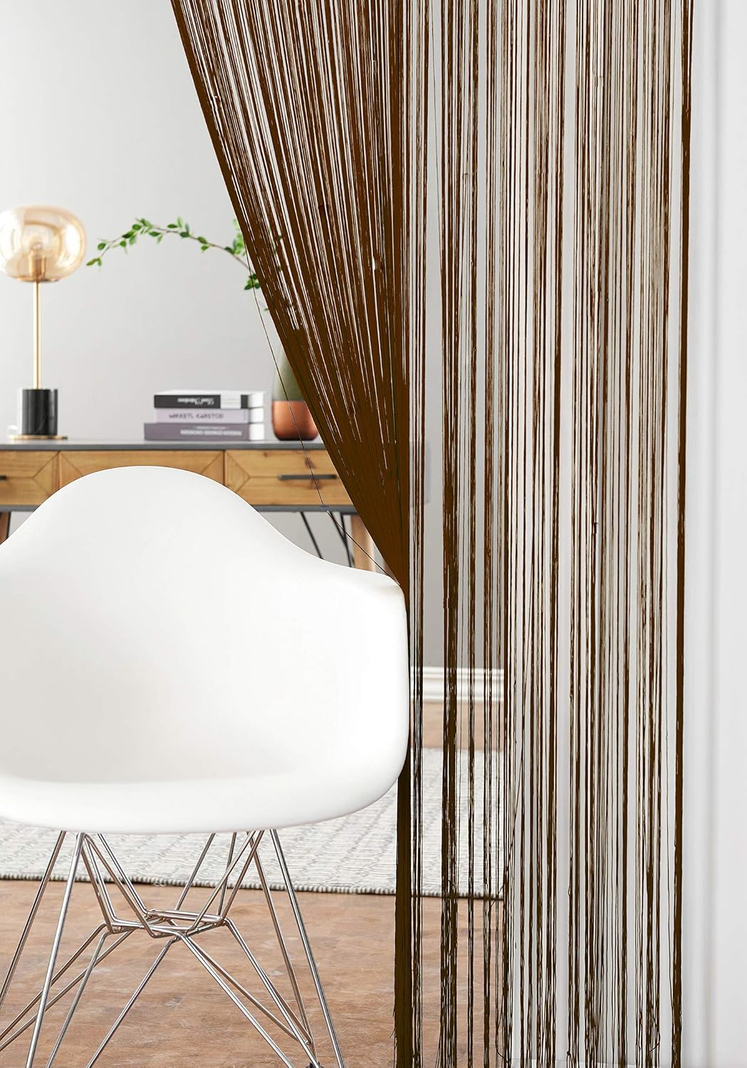 Taiyuhomes String Door Curtains Fly Screen Curtain For Window Decorations Living Room Doorways Crystal Plain Tassel (Coffee, 90x200cm) - Image 4