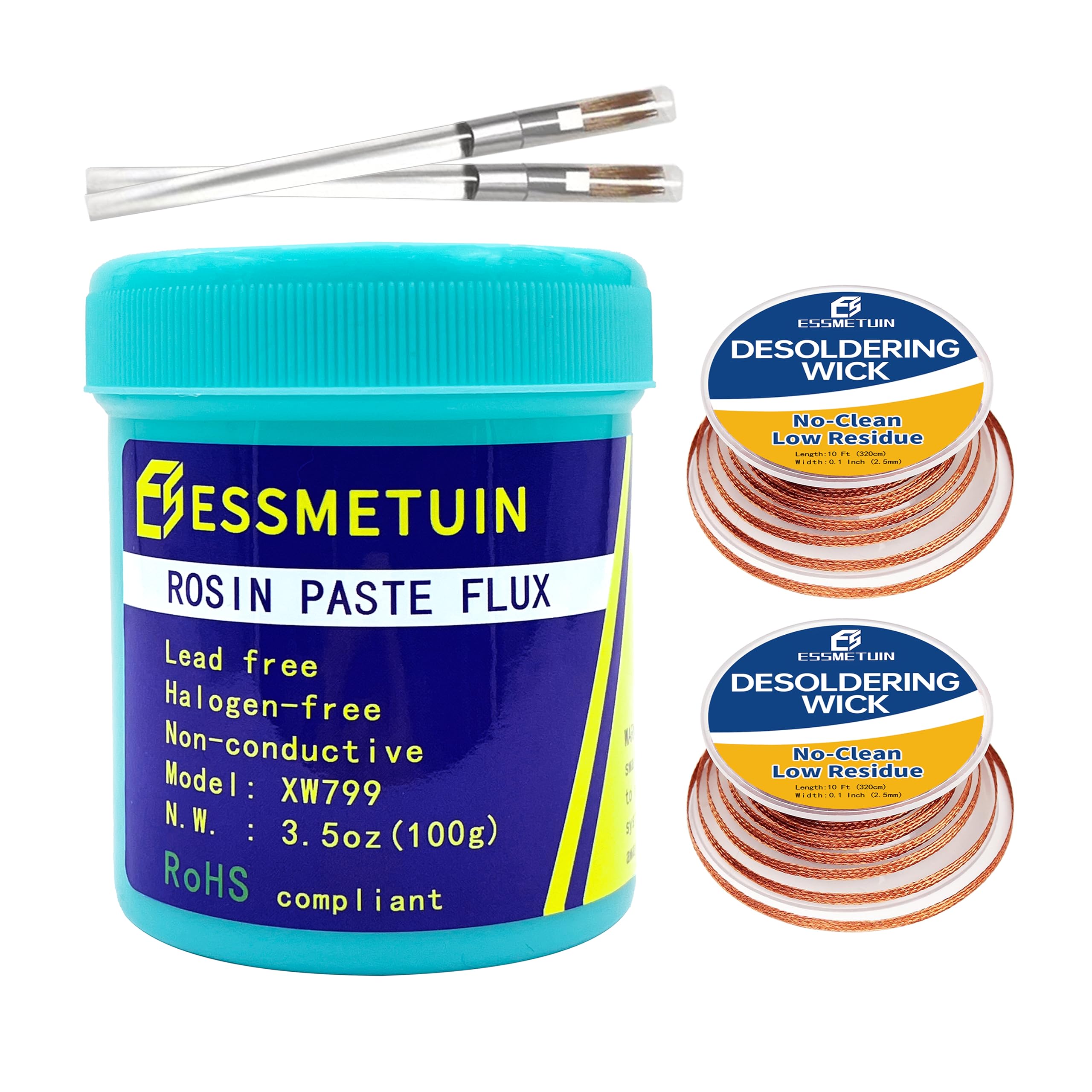 Soldering Flux & Desoldering Wick For Removal Solder from PCB/SMD, for Disassemble Electrical Components