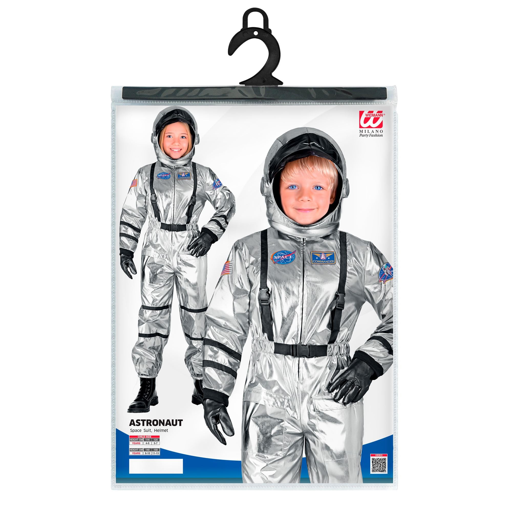 W WIDMANN MILANO Party Fashion - Disfraz de astronauta para niños, traje espacial con casco, mono espacial, astronauta, disfraces de carnaval