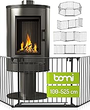 BOMI Milo Fireplace Barrier up to 525 cm XXL Door: 75 cm Baby Safety Gate Child Protection Child Safety Oven Freestanding Protective Grille Fireplace in Black Baby Fence