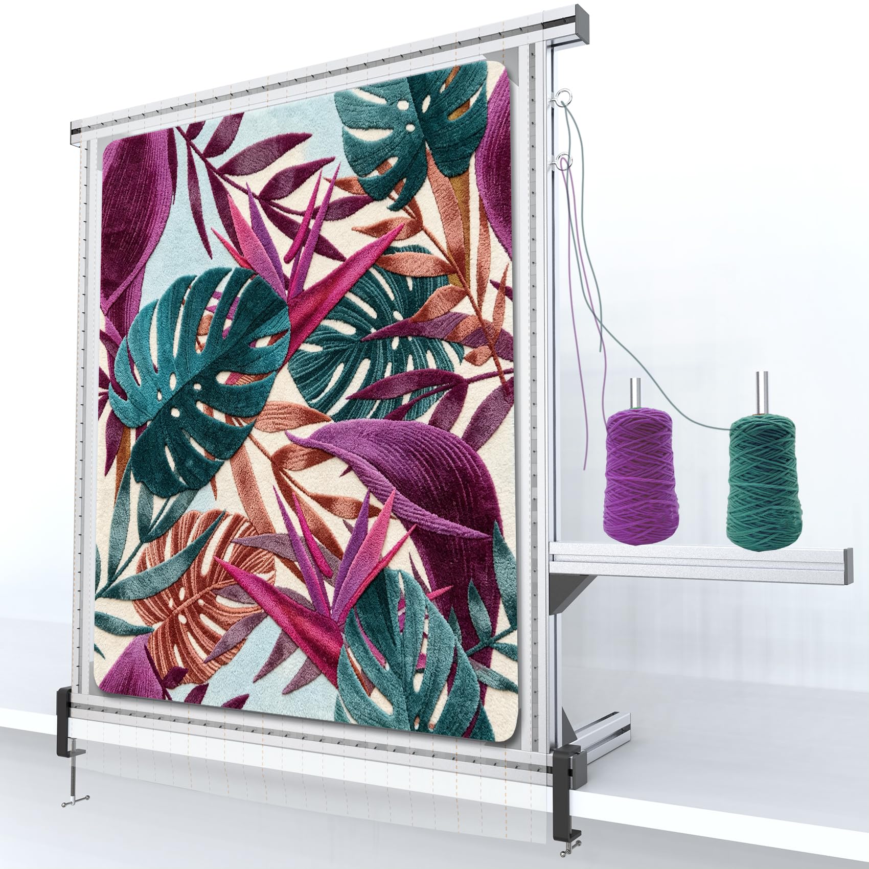 NODOCA 35.5'' Rug Tufting Frame Kit Newest Aluminum Metal Tufting Frame for Rug Making Primary Tufting Cloth Stand Tufting Fabric Rug Tufting Kit Rug Frame for Tufting Supplies Carpet Tufting Gun Kit