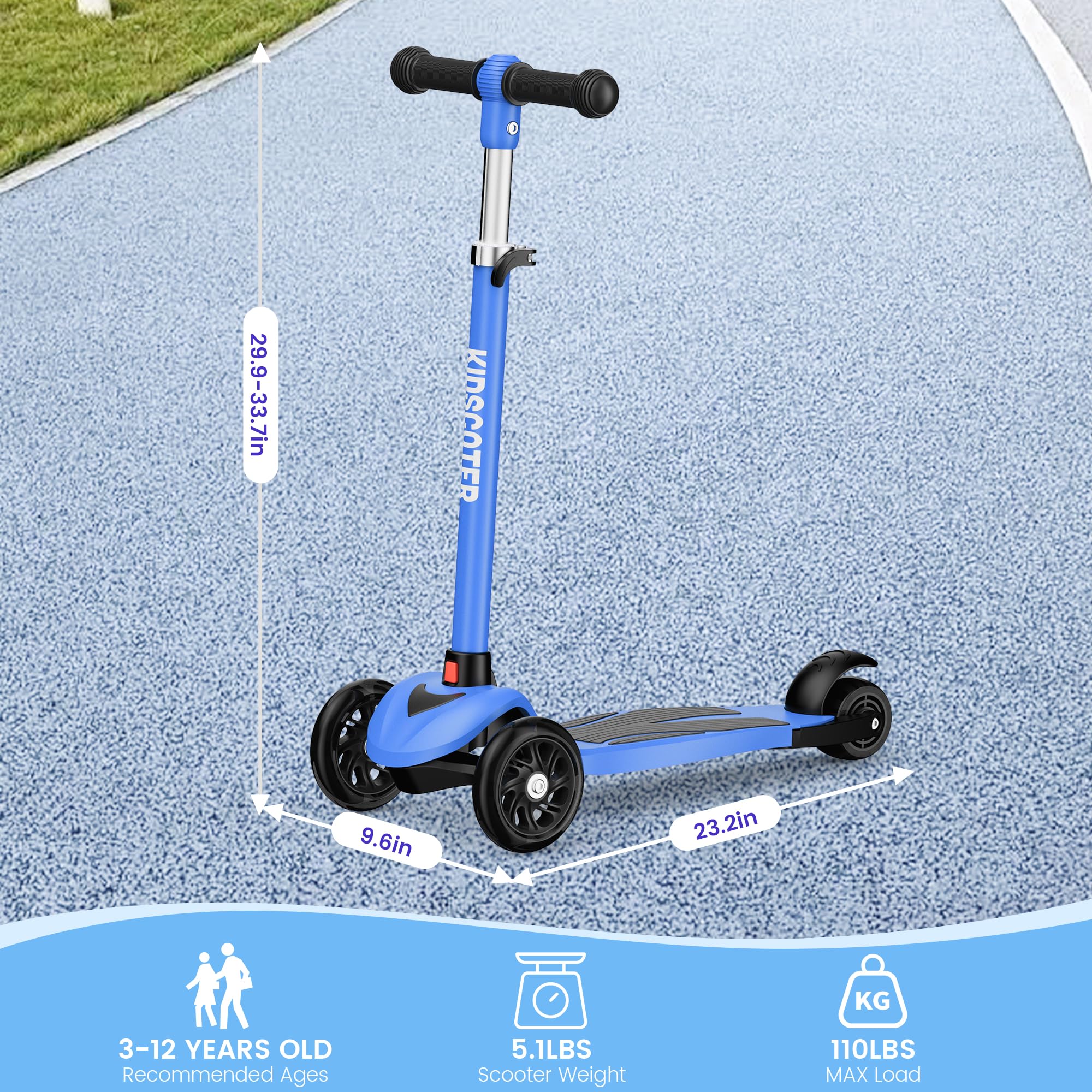 Trottinette réglable 2 en 1, pour Les 3-12 Ans, avec Guidon à 5 Niveaux, siège Amovible, Roues LED, Pliable, Rose (Filles et garçons) et Noir.