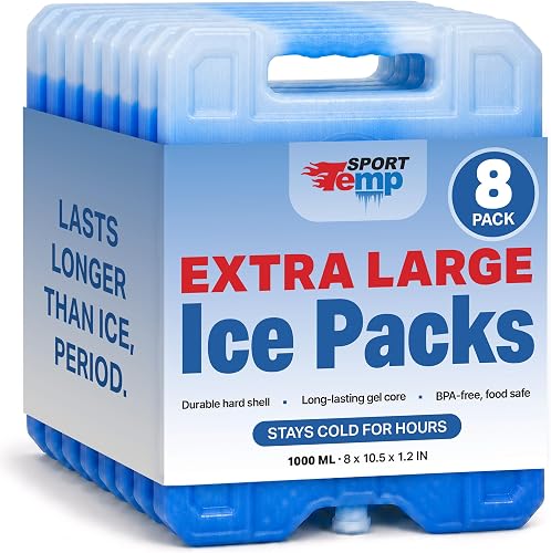 Sport Temp Reusable Jumbo Ice Pack - Long Lasting - Perfect for Keeping Food Or Beverages Cold, Coolers, Camping, Beach Coolers, Hiking & More, Clear Blue