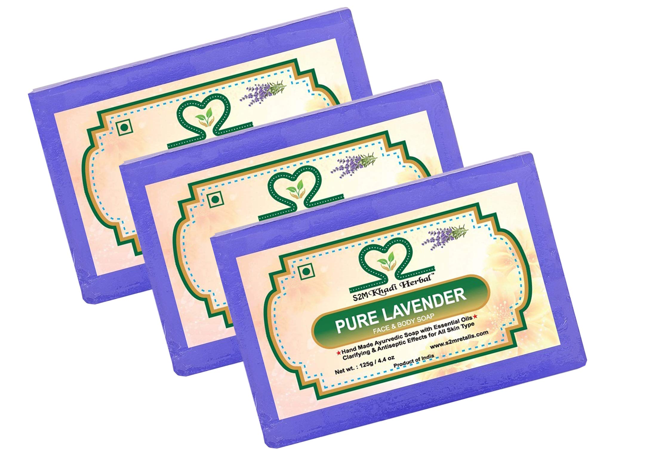 Parvati GramodyogKhadi Lavender Soap 125 gm (Pack of 3) Herbal Products - Made in India