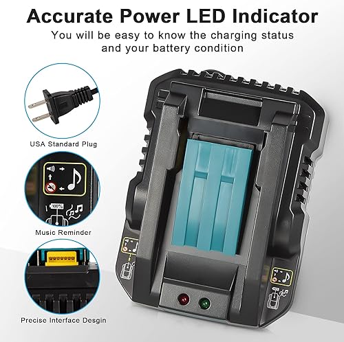 Miniatura 6 de Replcement actualizado de 6.0Ah para batería Makita de 18 V, paquete de 2 con cargador compatible con herramientas eléctricas Makita de 18 voltios,