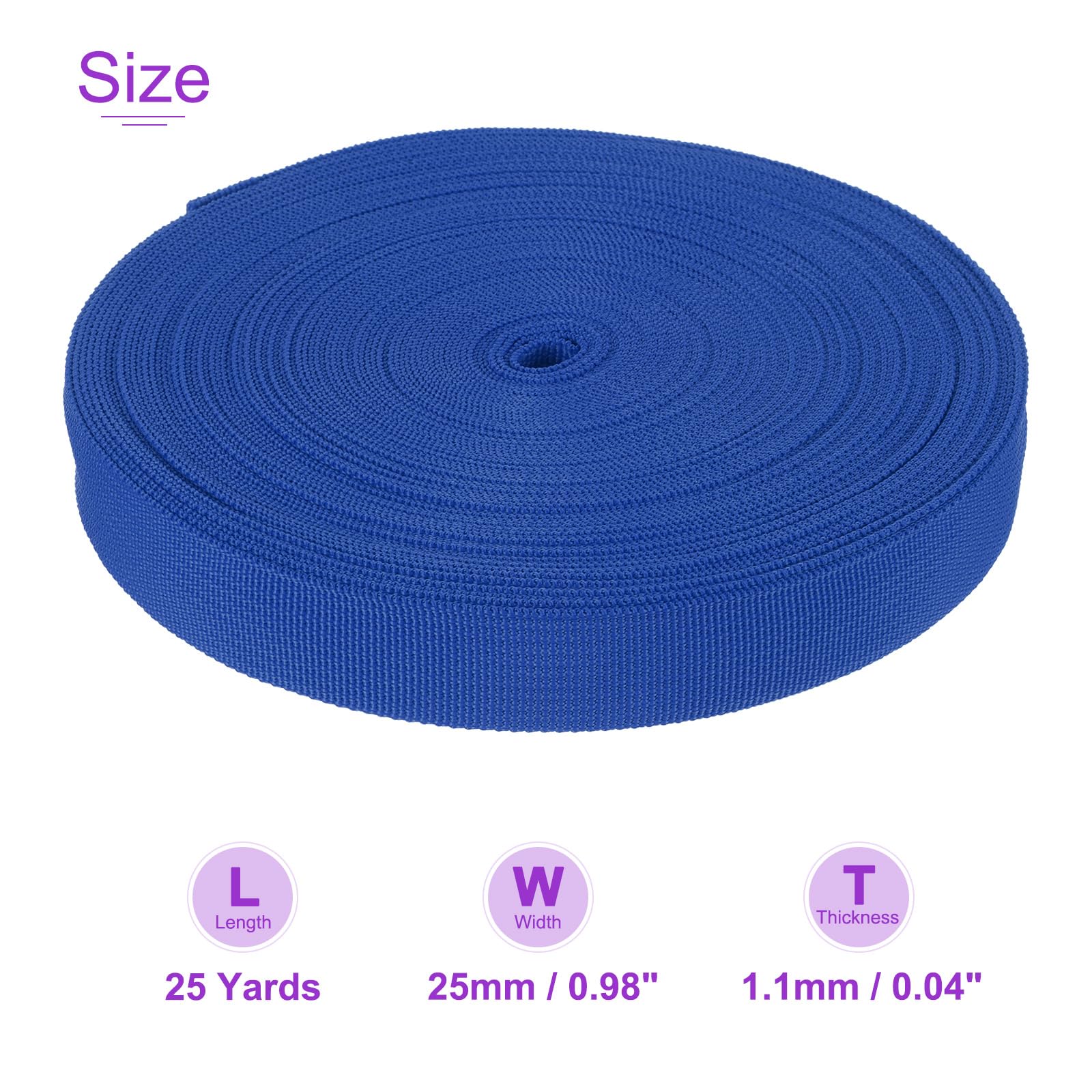 DMiotech 25 Iarde x 25mm Larghezza Nastro Nylon per Cinghie Piatte Cinghie Poliestere per Reggiatura Zaino Artigianale Fai da Te, Cucire, Riparazione Attrezzature Esterni, Blu Acceso