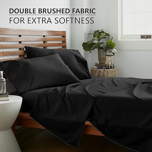 Miniatura 2 de American Home Collection Juego de sábanas de 4 piezas de tamaño matrimonial, microfibra extrasuave, transpirable, resistente a las arrugas y a la