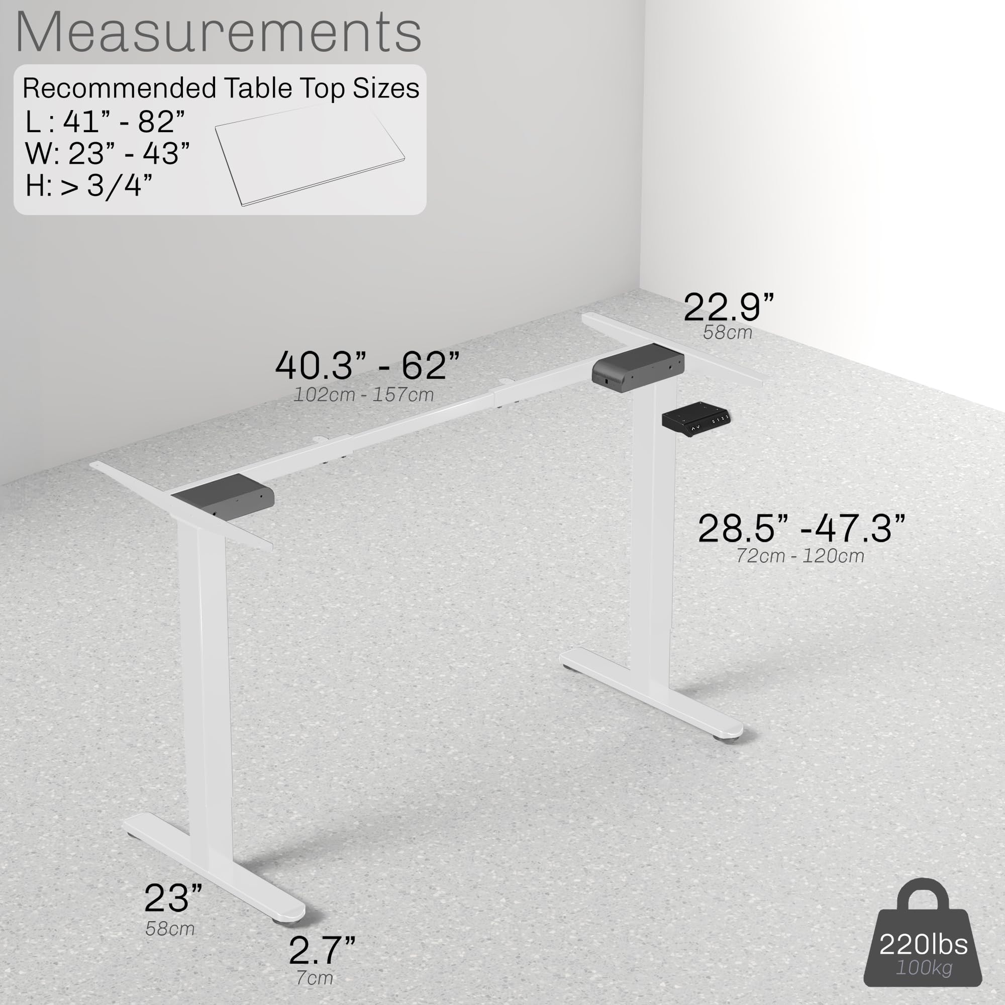 VIVO Electric Dual Motor Standing Desk Frame for 41 to 82 inch Table Tops Frame Only Ergonomic Standing — view 3