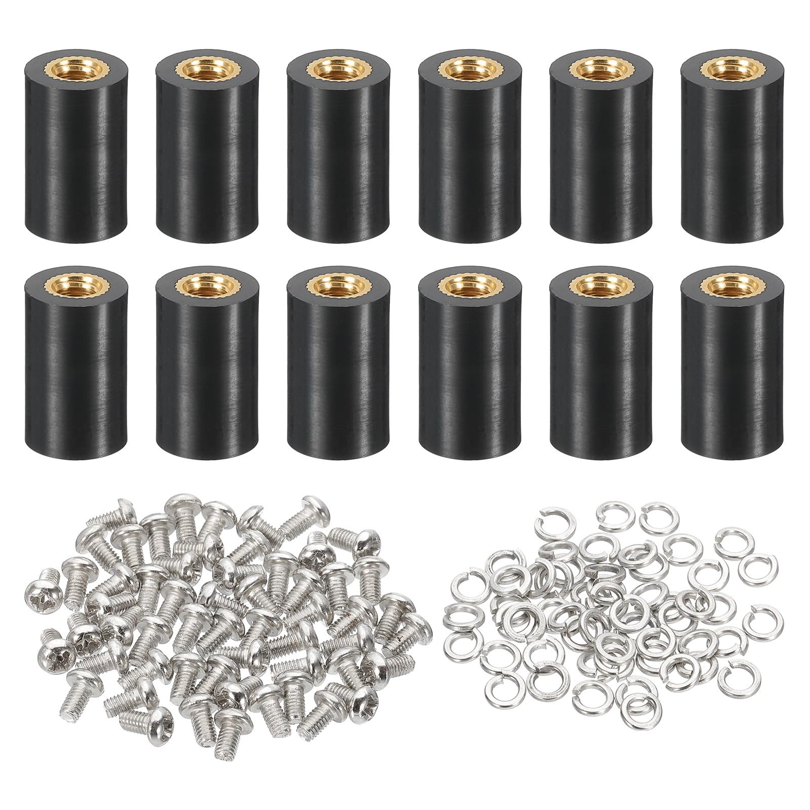 PATIKIL M4x15mm PCB Support Spacer, 12 Set 15mm/0.59" Supporting Height PCB Standoff Isolation Board Stand Column Flat Head Plastic Copper Support for PCB PC Board, Style 1