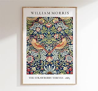 William Strawberry Thieves Poster, Exhibition Home Decor, Artist Posters, Gallery Wall Art, Art Nouveau Wall Decor, Vintage Poster, William Morris Prints, Floral Wall Art, Exhibition Posters