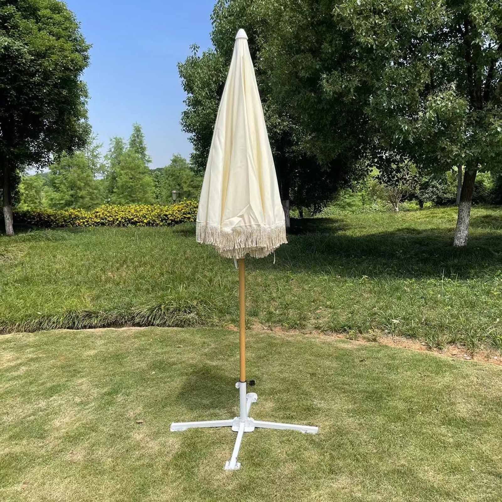 Parasol Ogrodowy, Parasol Tarasowy Z Frędzlami, Parasol Przeciwsłoneczny Z Funkcją Pochylania,Wit