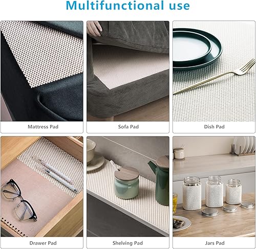 Miniatura 6 de TJWODO Almohadillas antideslizantes con agarre para alfombra de 2 x 3 pies, almohadilla extra gruesa antideslizante para suelos de madera dura,