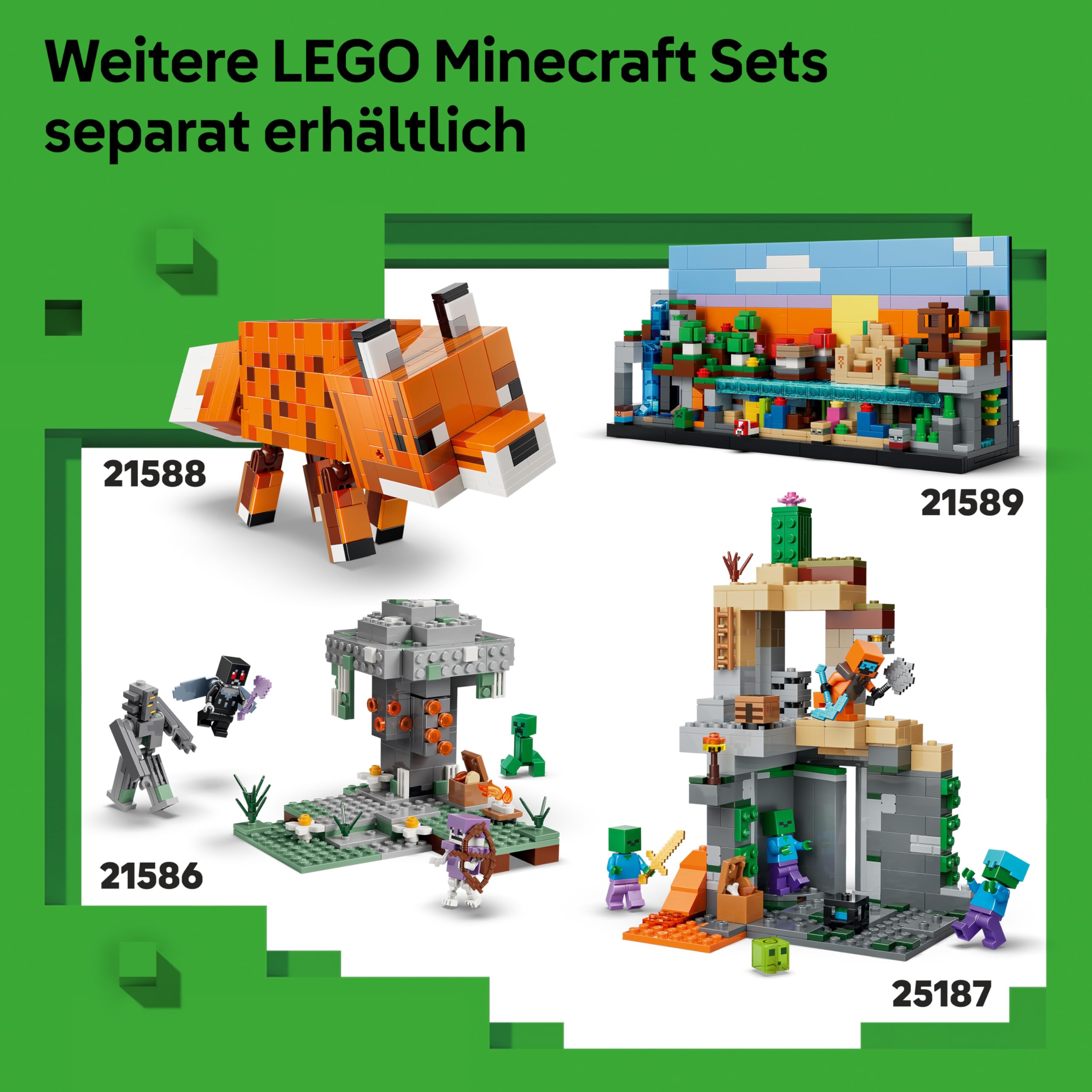 LEGO Minecraft Duell mit dem Wither - Geschenk für Junge Gamer - Merchandising für Fans - Minecraft - Bauset mit vielen Kreaturen und Werkbank für Jungen und Mädchen ab 8 Jahren - 21590