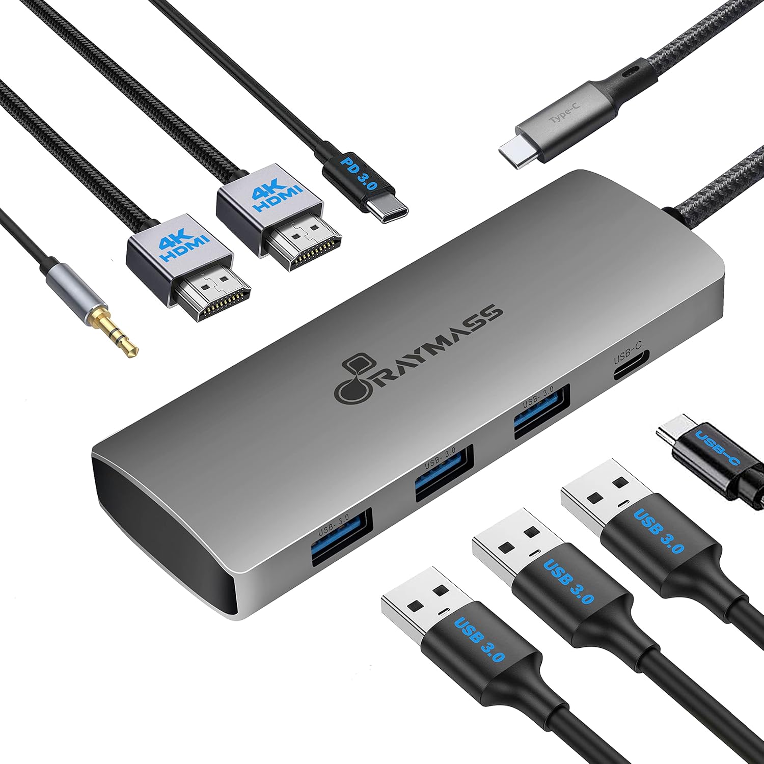 Raymass Docking Station for Laptops 8 in Ports USB CType Hub Dual