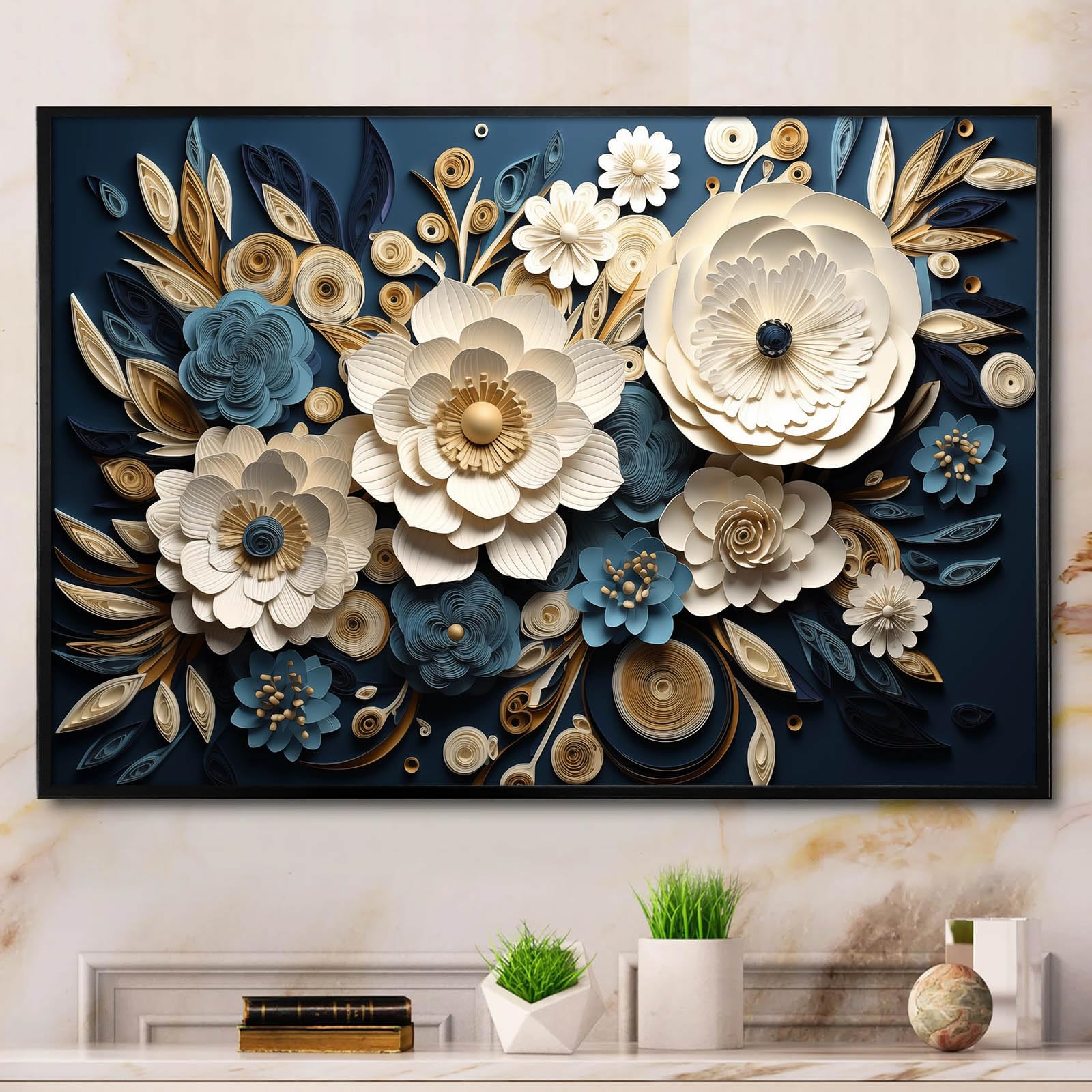 Amazon.com: 3D Floral Canvas Wall Art White Floral Pictures Wall