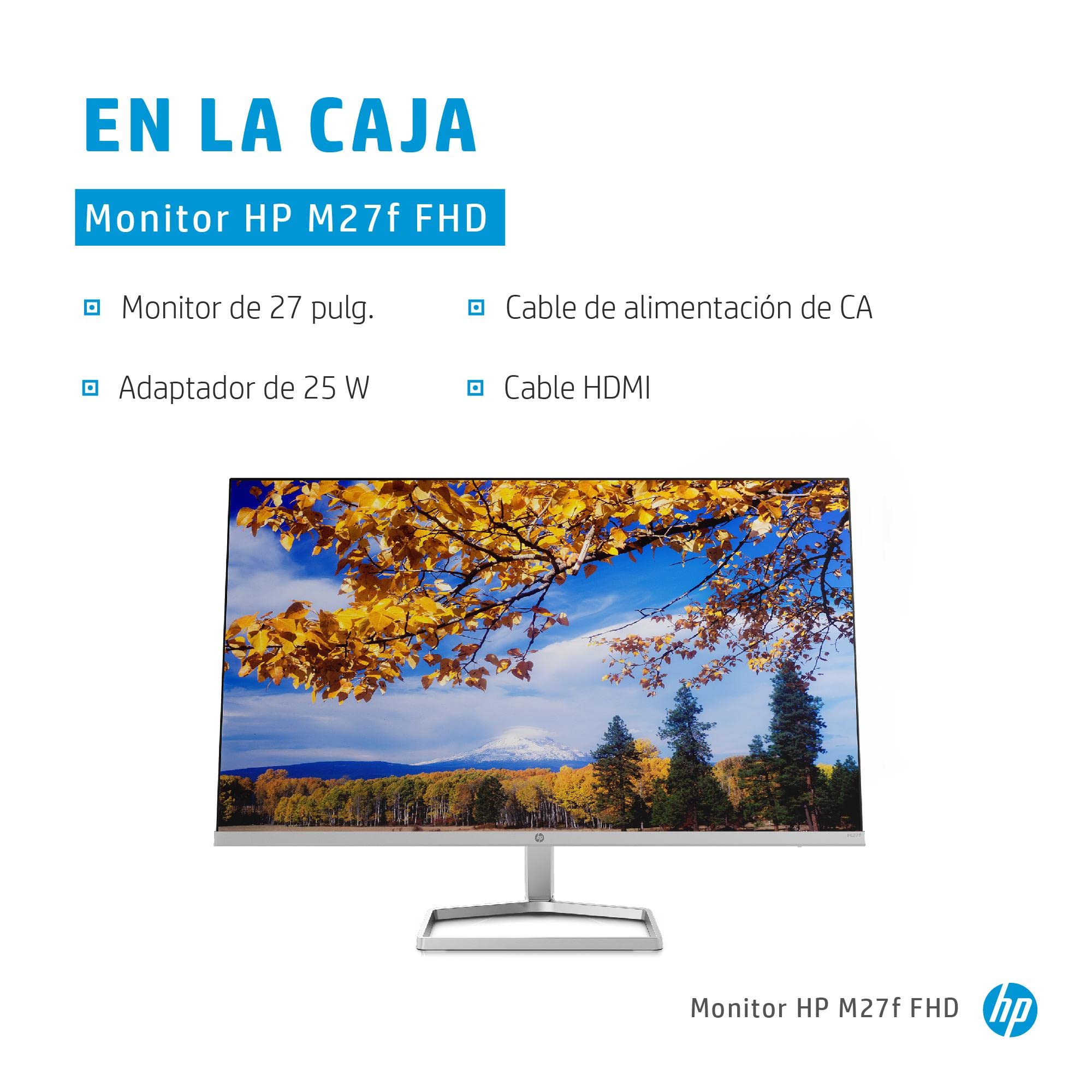 HP M27f Monitor (Pantalla de 27 Pulgadas, Full HD IPS, 75 Hz, AMD FreeSync, VGA, 2 x HDMI 1.4, Tiempo de Respuesta de 5 ms, Low-Blue-Light) Plateado