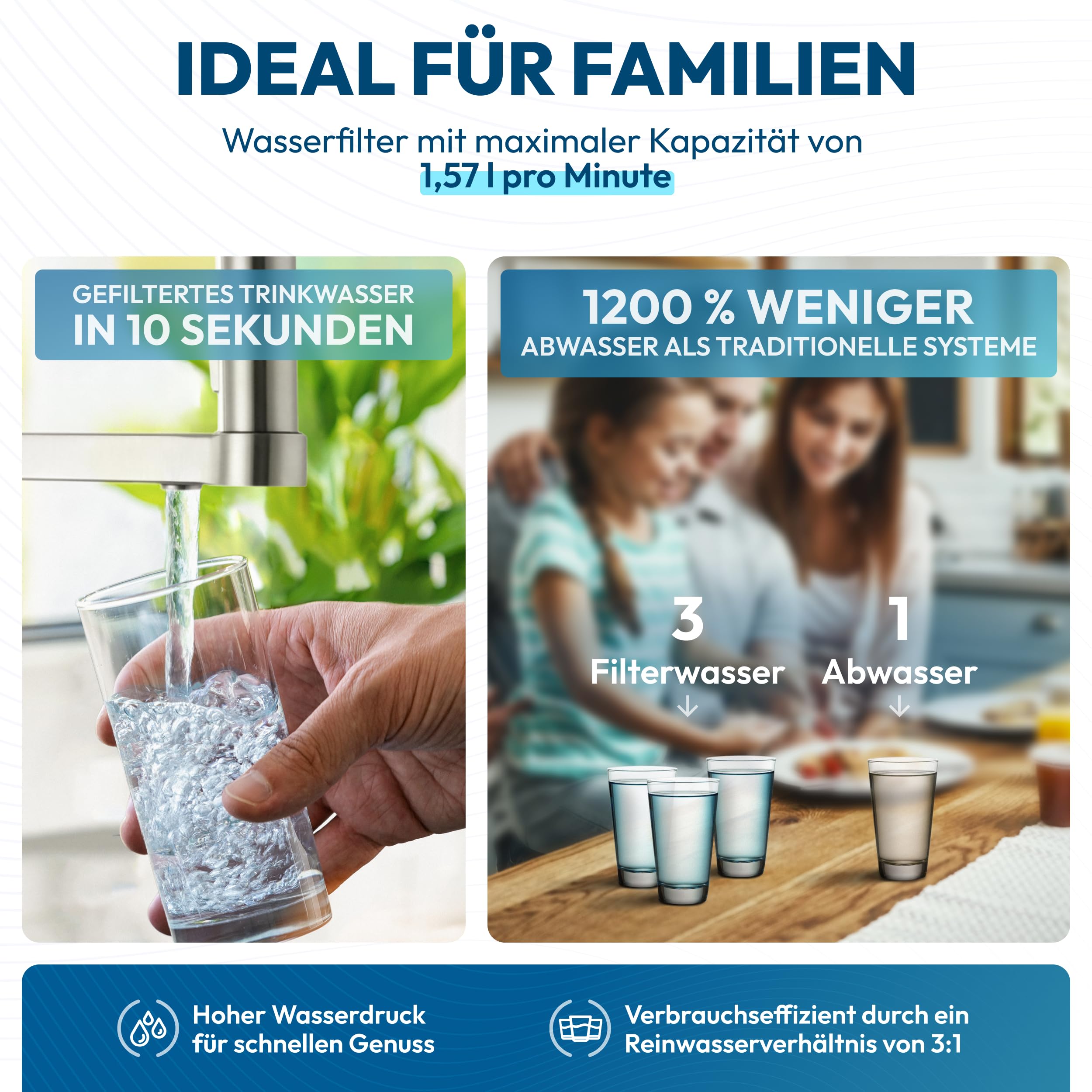aora PPC Prefiltro para sistema de ósmosis inversa GT600 – para agua potable segura – Filtro de agua de ósmosis con 8 etapas de filtración y cambio de filtro en 3 segundos – Sistema de ósmosis bajo
