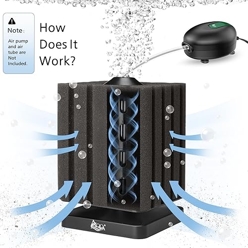 Miniatura 3 de AQQA Filtro de esponja para acuario mejorado Whisper Betta Fish Filter sumergible para tanque de peces, filtro de espuma de esponja de esquina para