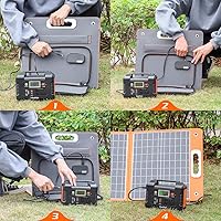 Vista 6 de Generador Solar Con Panel Solar Incluido, FF Flashfish Estación de Energía Portátil de 200W+Panel Solar de 60W (Salida DC/USB-A/USB-C), Kit