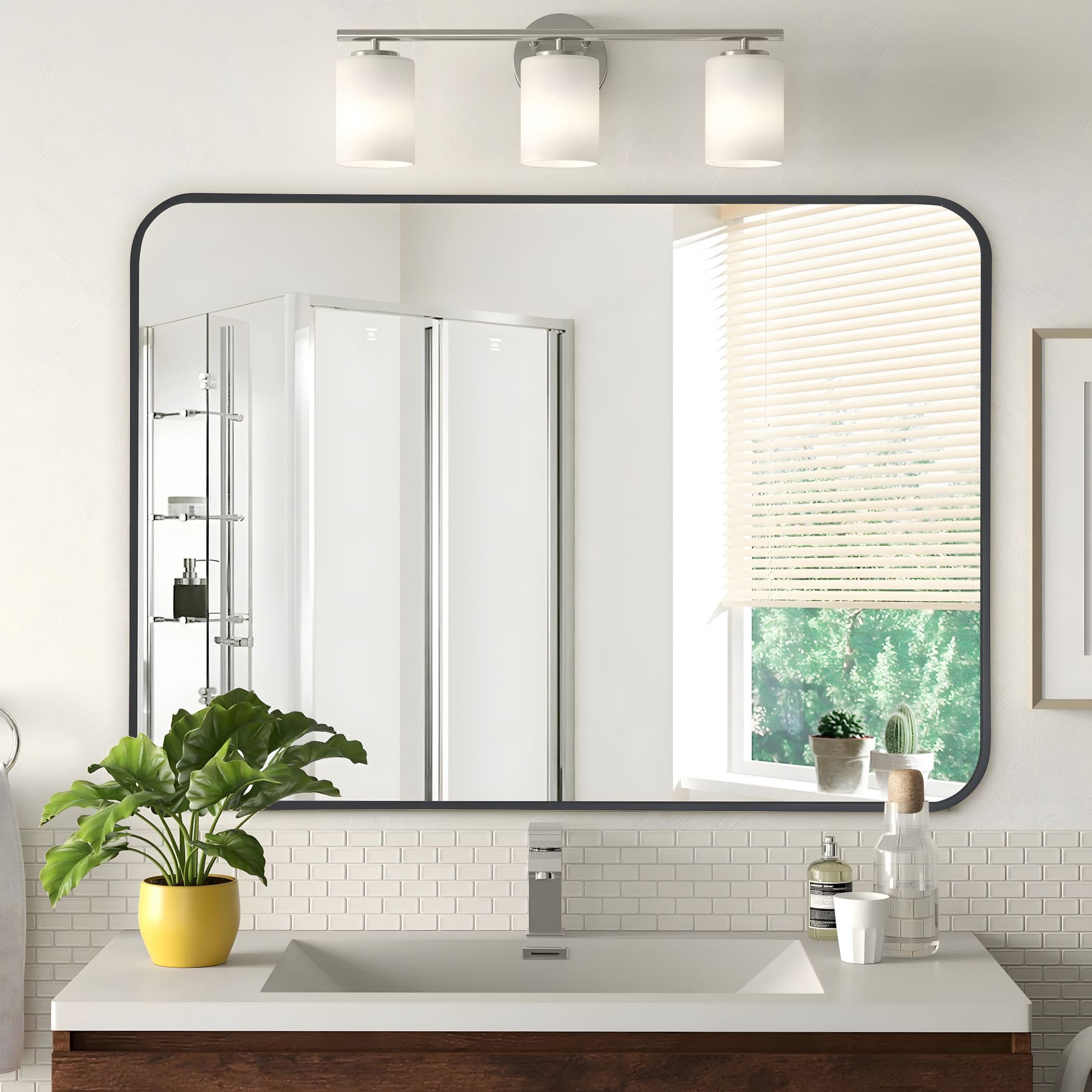COFENY Espejo De Baño De 36 X 55 Pulgadas, Espejo Rectangular Dorado Con Marco De Metal Fino, Espejo De Pared Rectangular Grande Para Baño, Sala De Estar, Peluquería, Espejo Grande De