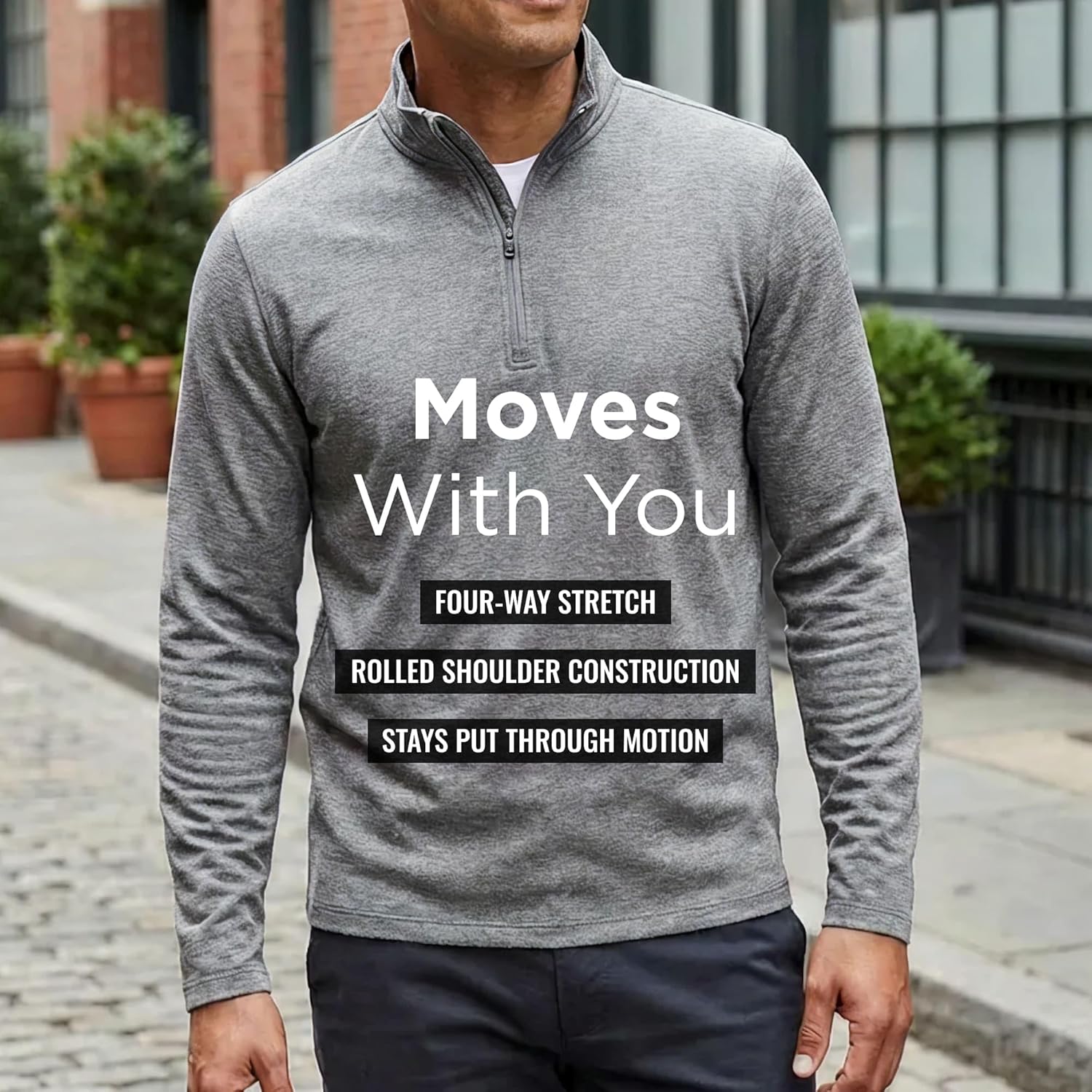 Antigua Men’s Hunk Quarter-Zip Pullover - Lightweight Stretch Heather Jersey, Moisture‑Wicking Performance & Rolled Shoulders - Image 5