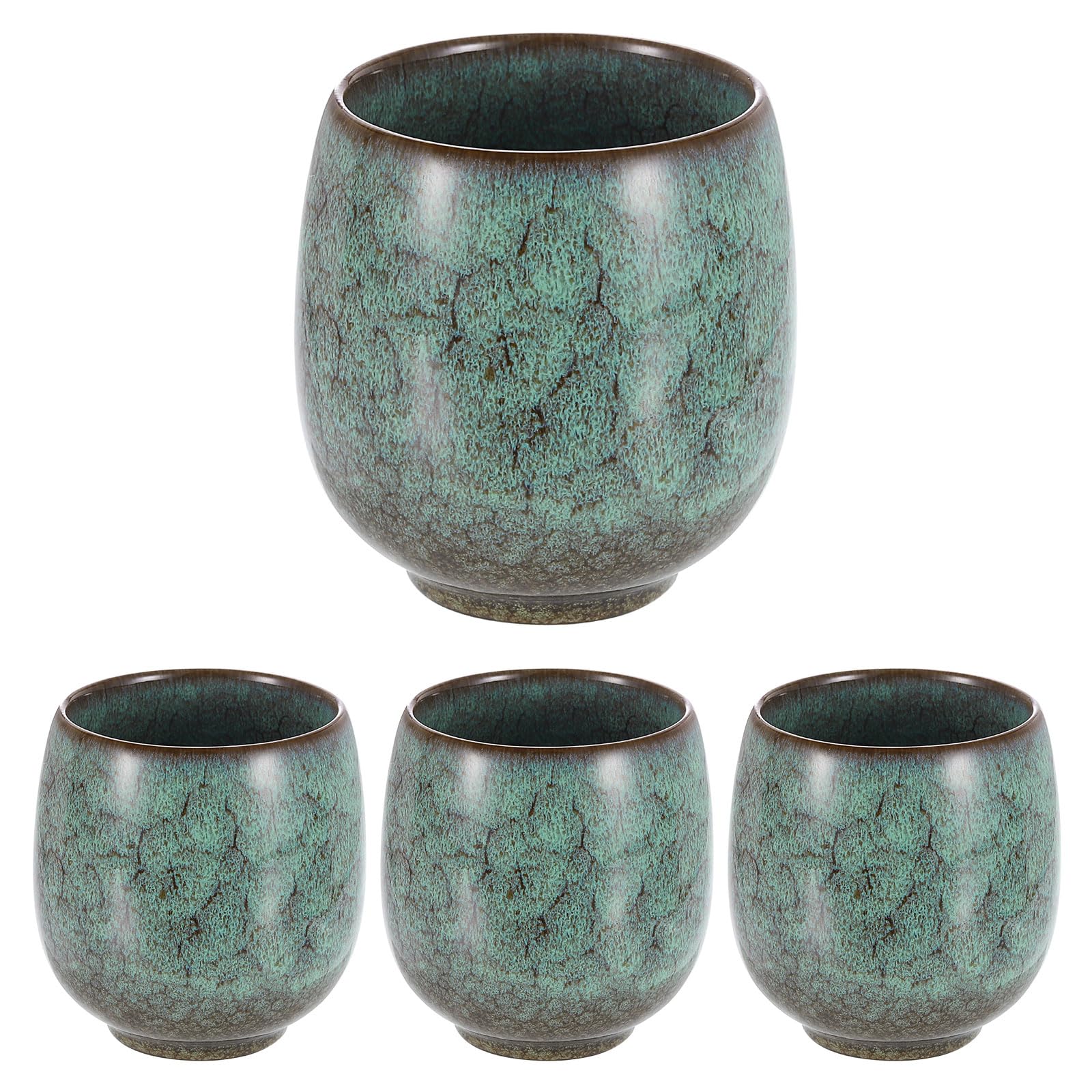 sourcing map Lot de 4 tasses à thé chinoises en céramique 163 g traditionnelles Gong Fu en céramique maté sans poignée pour maté, thé, café, vin, boissons, vert clair
